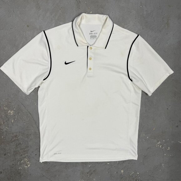 Nike Dri Fit Short Sleeve Polo Golf Shirt Stretch White Medium - Picture 7 of 7